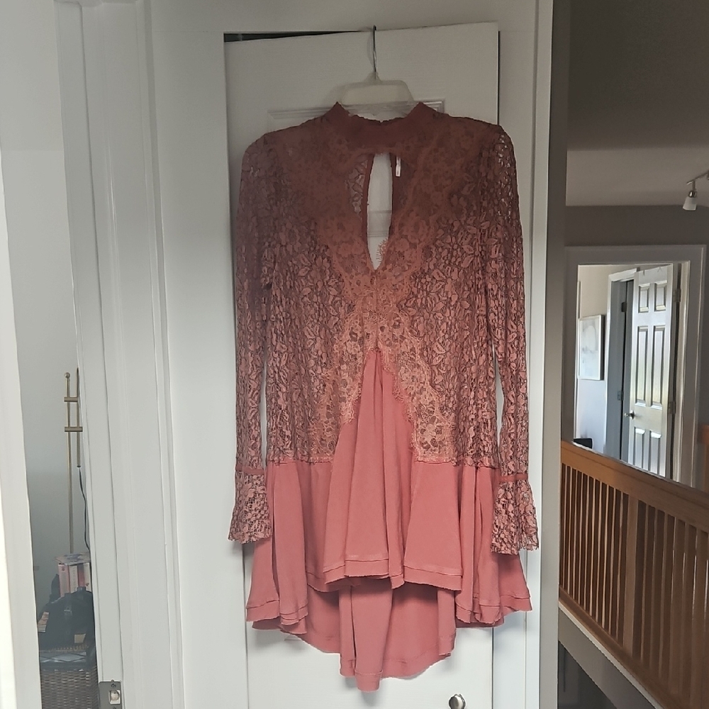 Free People Terracotta Lace Top